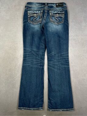 Silver Low Rise Dark Blue Bootcut Jeans